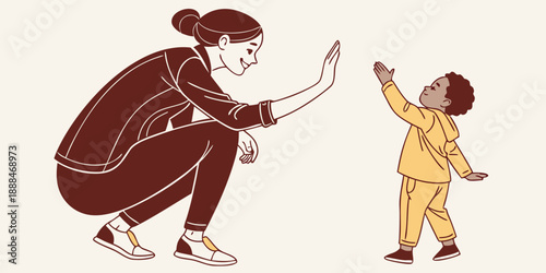 Mother's day high five joyful moment between mother and child