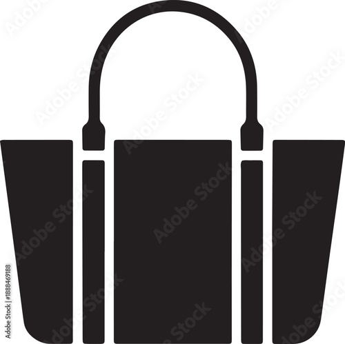 Black silhouette of handbag on transparent grid background vector illustration