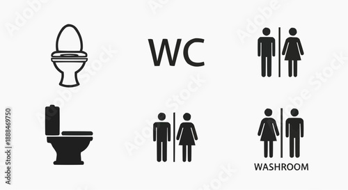 silhouettes of people Toilet Icon Set Vector | WC Public Bathroom Washroom Symbols