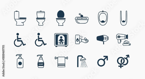 vector set of medical icons Toilet Icon Set Vector | WC Public Bathroom Washroom Symbols