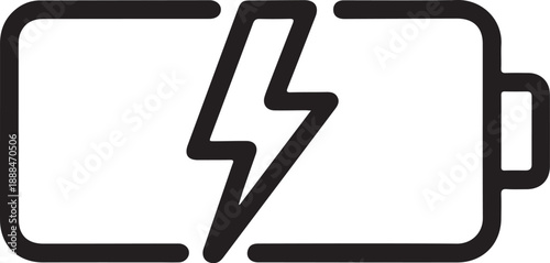 Battery with lightning bolt symbol for charging and energy concepts