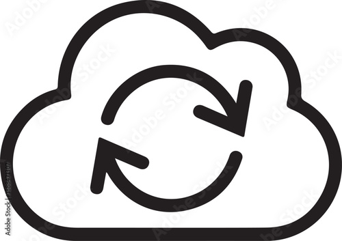 Cloud icon with circular arrows for data sync  cloud computing concept