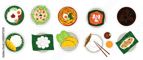 collection of southeast asian traditional cuisine