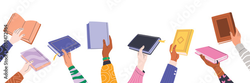 book exchange or bookcrossing web banner human hands 