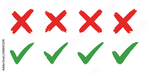 Vector Check Mark And Cross Mark Icon Set