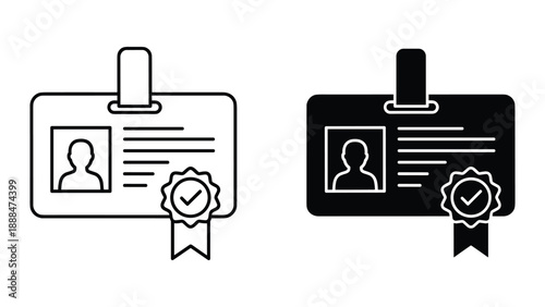 Verified identity badge icon set