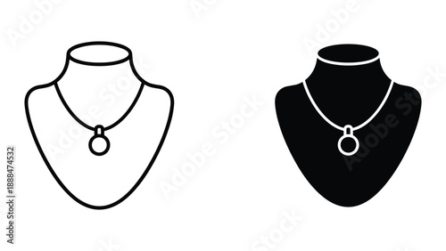 Simple necklace on display mannequin