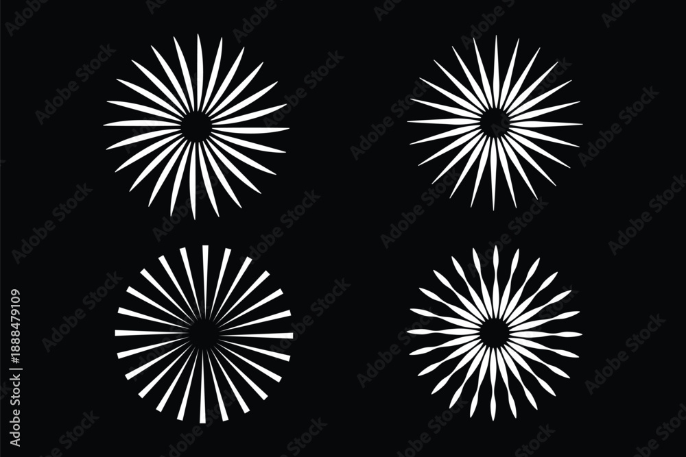 Fototapeta premium Fireworks line icon set. Festive firecracker, rocket, sparkler and party popper pictograms. New Year, 4th of July celebration concept. Editable stroke vector cartoon illustration.