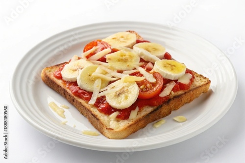 Bruschetta with tomato basil and cheese on a plate fresh baked delicious meal