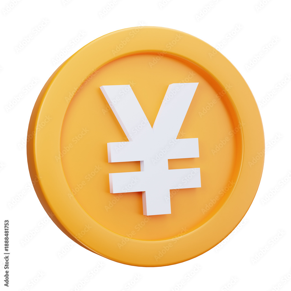 Obraz premium 3D Japanese Yen Currency Coin Icon