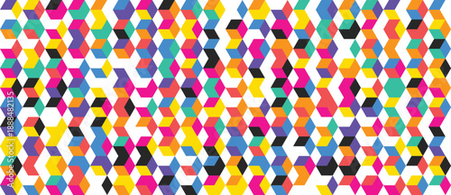 Colorful cube hexagonal seamless pattern decoration with three dimensional geometric illusion and repeating structure suitable for modern wallpapers packaging textiles and digital surfaces