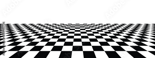 black and white checkerboard floor in perspective abstract