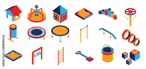 isometric outdoor kids playground element