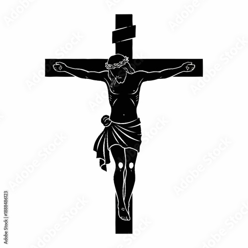 Jesus Christ Crucified on Cross Silhouette.