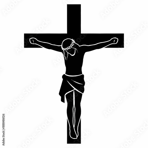 Jesus Christ Crucified on Cross Silhouette.