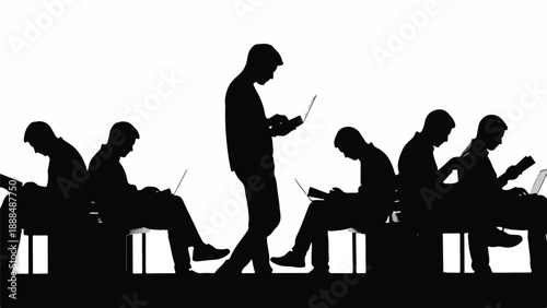 Silhouette of people using laptops