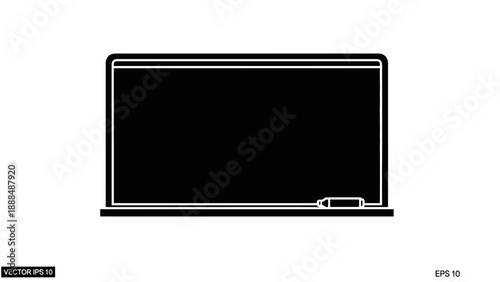 Black chalkboard with chalk and eraser vector illustration.