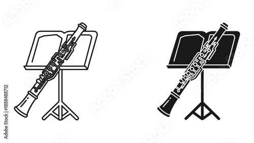 Vector Illustration of Bassoon on Music Stand