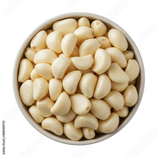 peeled garlic cloves in a bowl for cooking, seasoning and healthy food concepts