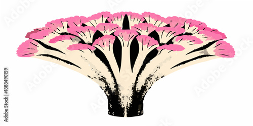 A stylized illustration of a coral formation with pink and cream hues