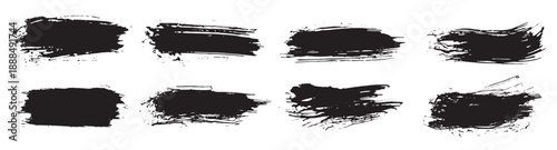 Collection black dirty design element. Grunge brush stroke, paint artistic set. Grunge texture collection