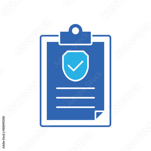 Icon an official policy document with security shield, isolated against a clean background.