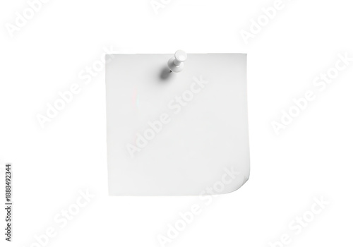 Blank white note paper pinned with thumbtack for message reminder and design mockup