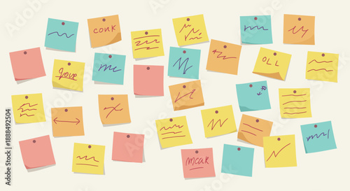 Colorful Sticky Notes Brainstorming Wall for Project Management and Idea Generation