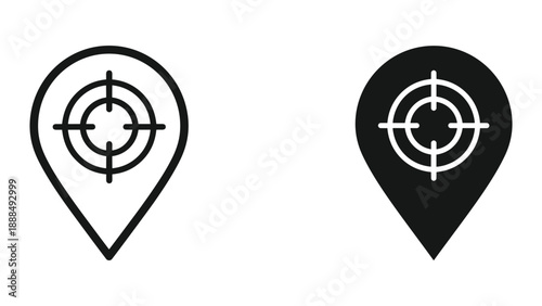 Target location pin icons set