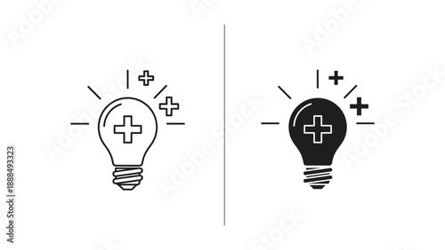 Positive idea light bulb symbol in two different style