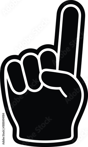 Black and White Foam Finger Vector Illustration Transparent Background