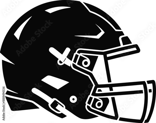 Black American Football Helmet Vector Illustration Transparent Background