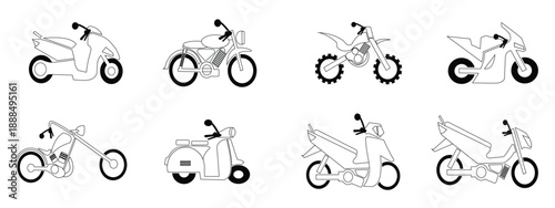motorcycle illustration lineart style vector design