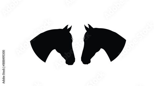 Two horse heads facing each other a striking black silhouette
