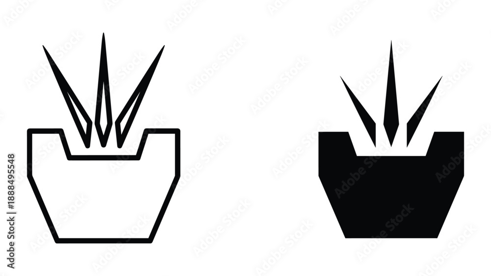 Obraz premium Simple plant pot icon in two different styles
