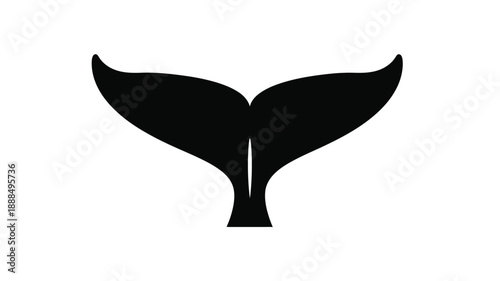 A striking black whale tail fin graphic a bold silhouette
