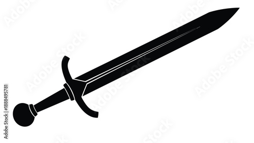 A detailed black silhouette of a medieval sword sharply defined silhouette