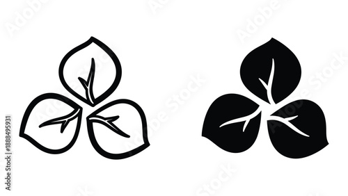 Simple black and white leaf illustration