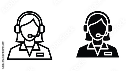 Customer support representative wearing headset