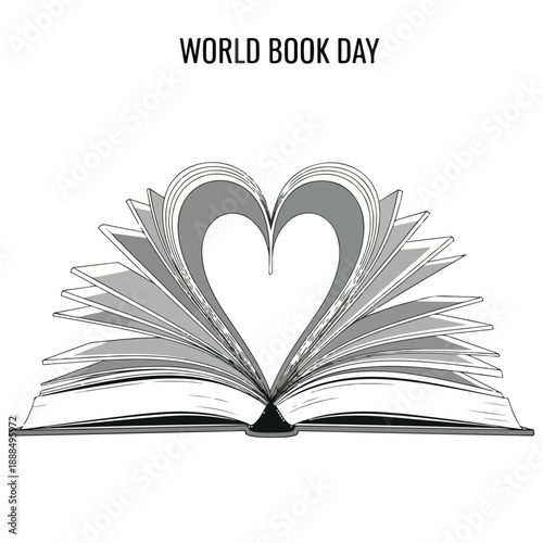 World Book Day Heart Shape Open Book