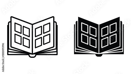 Open book icon in different styles