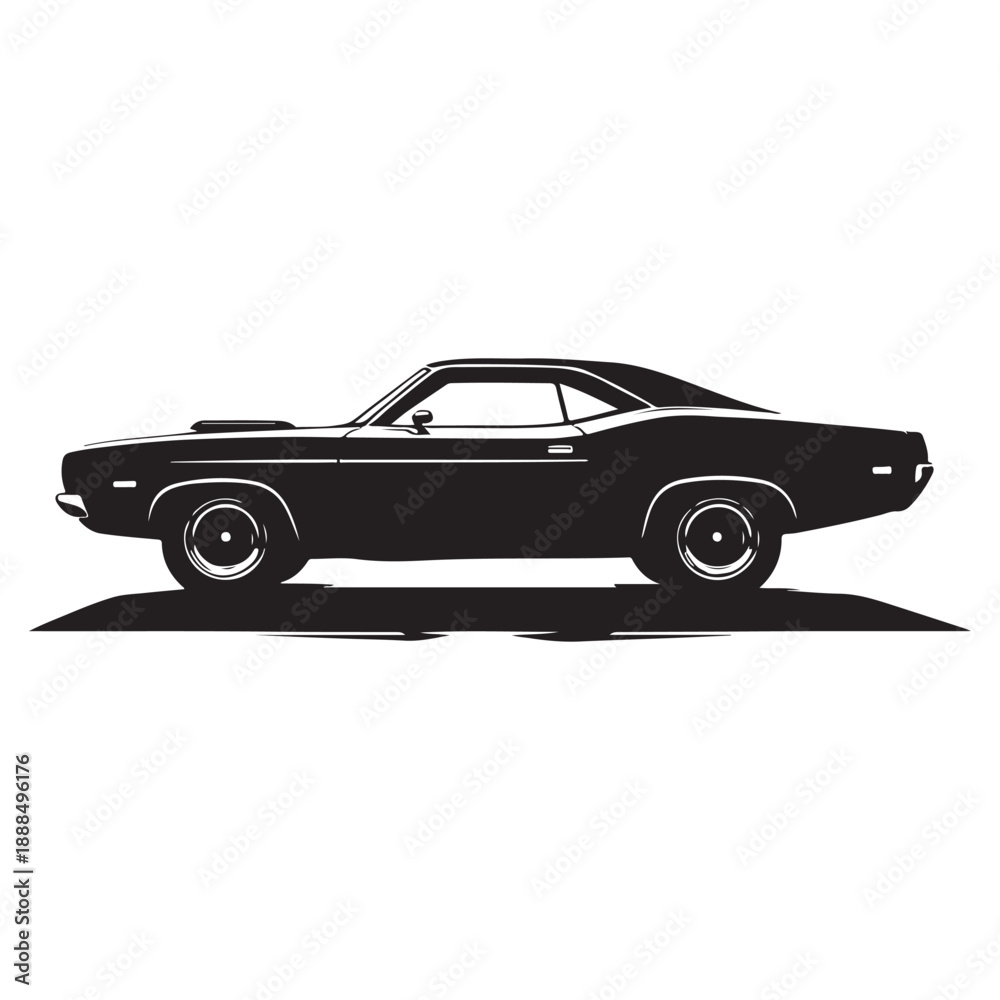 Obraz premium Classic Muscle Car Power and Speed Icon Symbol illustration design set collection
