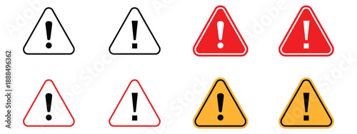 Warning icon set. exclamation mark, caution, danger, alert, hazard symbol. vector illustration. Free Download Warning icon set. exclamation mark, caution, danger, alert, hazard symbol. vector illustration. - GFXLoad