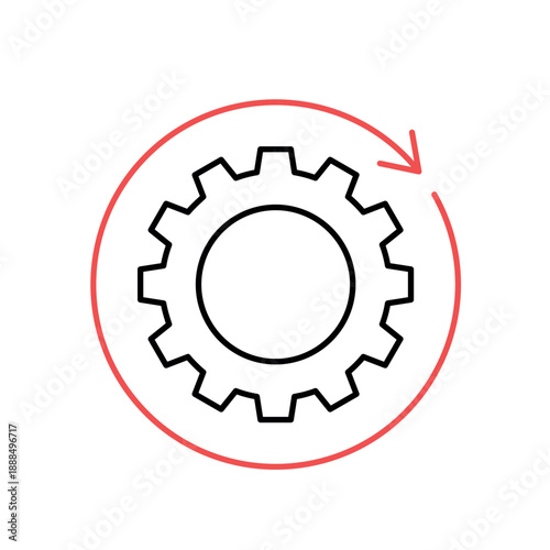 Icon a business process mechanism with rotating gear wheels, isolated against a clean background.