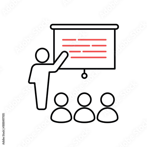 Icon a corporate training workshop with mentor and team, isolated against a clean background.