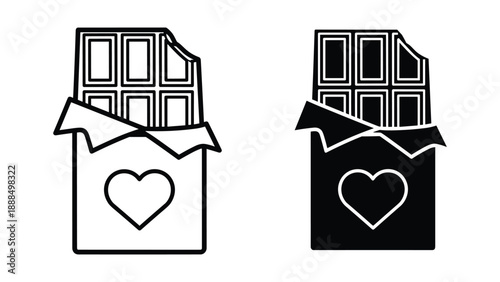 Chocolate bar in heart shape box