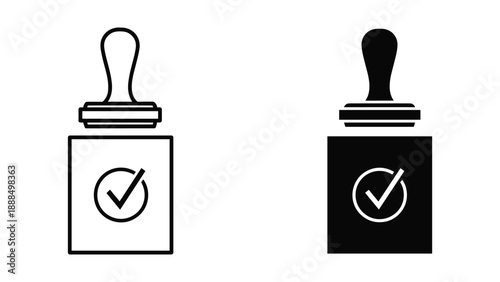 Approved stamp icons in black and white