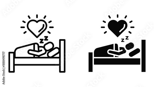 Peaceful sleep with heart symbol above bed