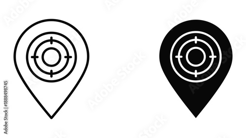 Map pin with target icon set