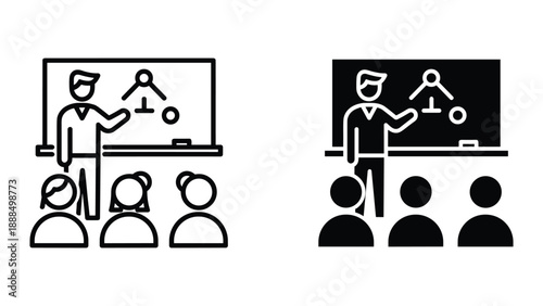 Teacher giving lecture to students in classroom